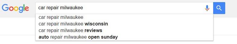 google search car repair milwaukee related auto populate