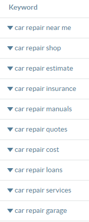 lsi auto repair ubersuggest