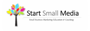 Start Small Media logo text white background