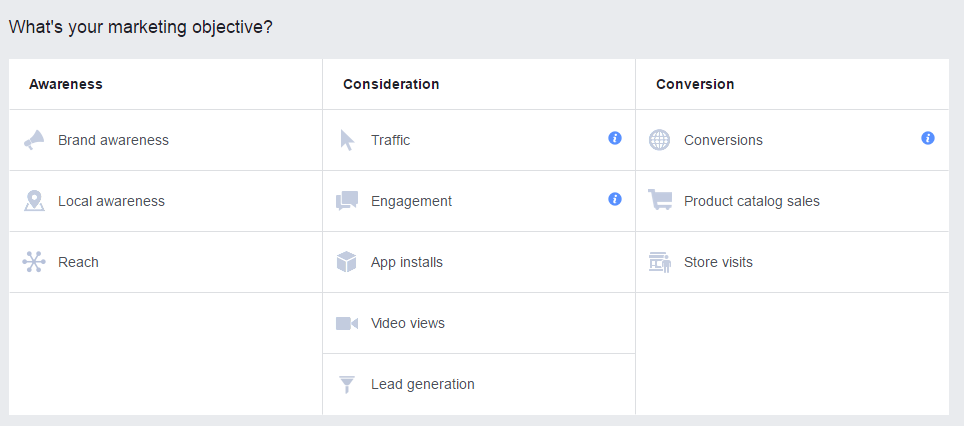 new Facebook Ad objectives November 2016 by Start Small Media