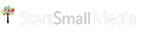Start Small Media logo white gray